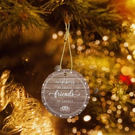 Neighbor Gifts Christmas Ornaments 2024, Birthday for Neighborhood, Friends, Christmas Tree Decoration Ceramic Ornament