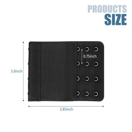 KKUADCEHI Women's Bra Extender Soft Stretchy 4 Hook Bra Hooks Extender Bra Strap Clips Bra Extension Strap (1Black, 1Skin, 1White, 4 Hook)