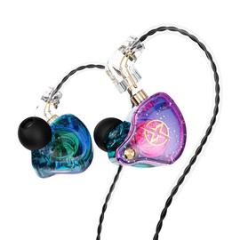 Auriculares intraurales con cable, Colorful Hybrid monitores intraurales, auriculares HiFi de graves profundos con cables desmontables con pin B, auriculares aislantes de ruido (micrófono) (Vistoso)