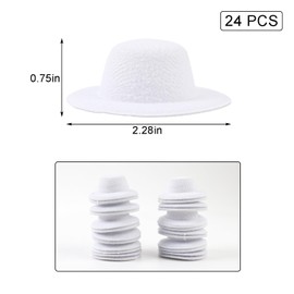 ASUNFO 24 Pcs Mini Formal Hats Felt Top Hats for DIY Crafts Hair Accessories Party Hats for Christmas 2.3" White
