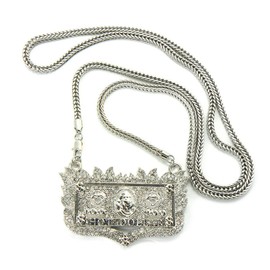 NYFASHION101 Iced Out Hot Dollar Pendant with 4mm 36" Franco Chain Necklace, Silver-Tone