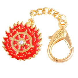 Fengshui - Llavero de rueda de fuego mágico con amuleto colgante antinegativo + pulsera de cuerda roja gratis, SKU: W1095, Mediano, Latón