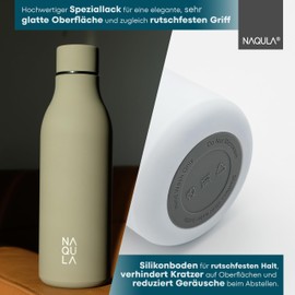 NAQULA® Water Bottle Stainless Steel 500 ml BPA Free Leak-Proof and Stylish Thermos Flask Top Model Thermal Water Bottle Suitable for Office, Sports, School. Black (Carbon Black)