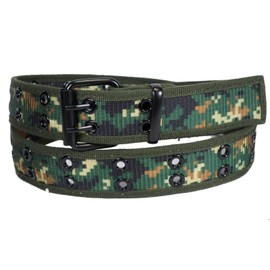 V5 Men Women 2 Holes Row Grommet Stitched Nylon Resin Fabric Military Web Belt (Green Digital Camoflauge, Medium)