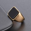 Confede Signet Ring Black Onyx Gold for Men Stainless Steel