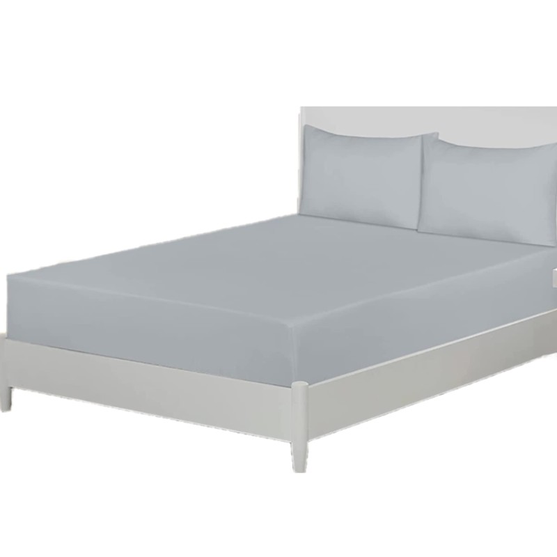 Double Fitted Sheet, Light Grey Microfibre Deep Pocket 12 inch