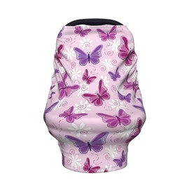 Cute Butterfly Baby Stuff Car Seat Covers Baby Multi-Use Car Seat Canopy Carrier Cover, Breathable Breastfeeding Cover Boys & Girls