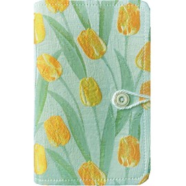 ipoul A6 Binder, Embroidered Flower Journal, Refillable Journal, 6 Ring Binder, 5"x7" Notebook Cover, Unlined Paper, Sketchbook, Travel Diary for Girl, Budget Binder, Planner Binder, Tulip Flowers