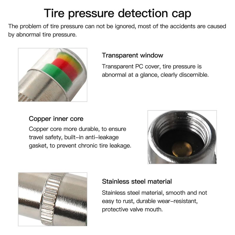 JRSHOME 8X New Update Tire Pressure Monitor Valve Stem Cap