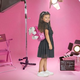 PERLETTI Cuddly Toy Backpack Girls with Poodle Plush Toy - Pink School Bag Nursery with Plush Puppy - Pink Children's Bag for Children 3 4 5 6 Years, pink, Rucksack