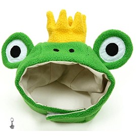 Plush Pet Costume Hat with Clip on Charm –Cute Frog Pet Costume Hat with Crown - Pet Hat – for Dogs – Pet Sizes XS to XL (Crown Frog, S)