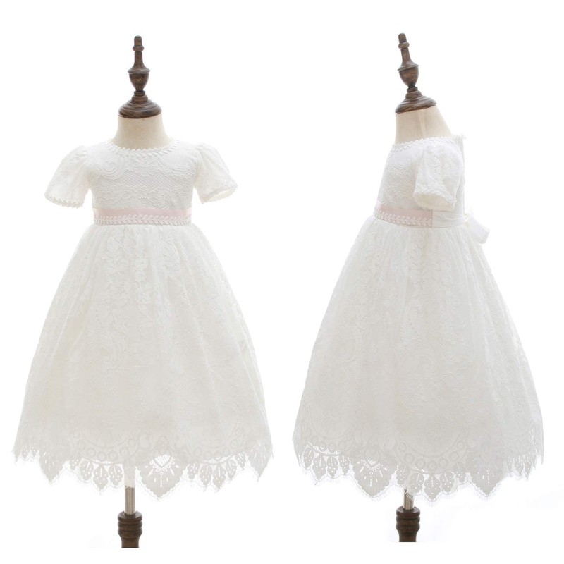 Meiqiduo - Vestido de encaje para bebé y niña, vestido