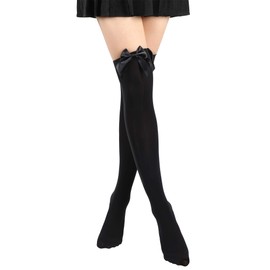 SATINIOR Knee High Socks with Bow White Stockings Black Stockings Women Thigh High Socks