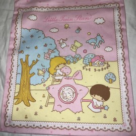 Sanrio Vintage Sanrio Little Twin Stars Draw String Bag 2004 Kiki Lala 10”x8”
