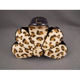 Tan Cheetah Leopard Print Plastic 3" Long Barrette Big Hair Clip Claw Clamp Colored Hair Clips For Women Girls