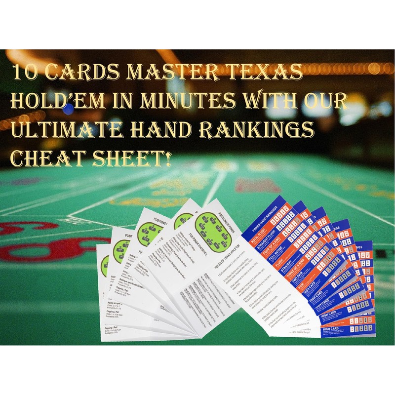 Bussiea 10 Poker Hand Rankings Cards, Texas Hold 'Em Hand