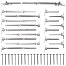 BLIKA 10 Pairs 3/16" Cable Railing Kits, T316 Stainless Steel, Adjustable Angle Cable Railing Hardware 3/16" for 2"x2", 4"x4" Wood Posts, Swage Toggle Turnbuckle & End for Stair Cable Railing