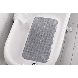 Home Beyond & HB design - Non-Slip Bathtub Mat with Strong Suction Cups - Small PVC Anti-Slip Bathroom Shower Mat for Tub - (27.5 x 15-Inch, Grey)