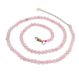 TreasureBay Handmade Womens Girls Beaded Necklace Choker - 4mm Beads Natural Gemstones Healing Crystal Jewellery Choker Necklace (Pink Rose Quartz)