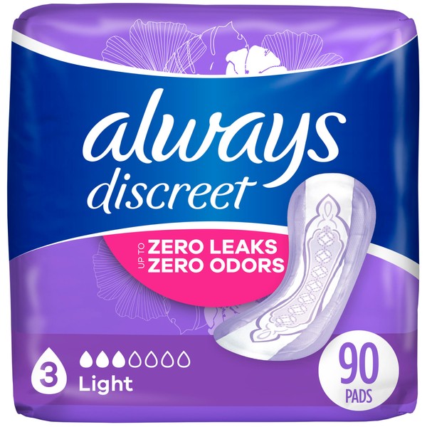 Always Discreet Always Discreet Adult Incontinence Pads for Women, Light