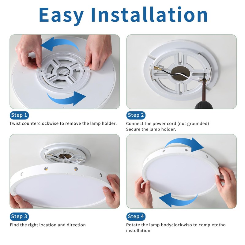 Anmaice 12in 24Watt Flush Mount led Ceiling Light fixtures.Remote Control