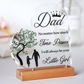 Gifts for Dad, Dad Christmas Heart Gifts from Daughter, Acrylic Plaque Christmas Warm Gifts for Dad, Dad Birthday Gifts, Birthday Gifts for Dad with Warming Words, Cadeau Pour Papa.
