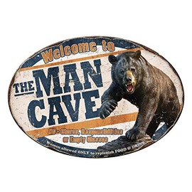 Rivers Edge Products Retro Metal Tin Sign, 12" x 17" Weatherproof Metal Wall Art for Indoor or Outdoor Decor, Vintage Man Cave, Bar, Cabin, Garage, or Home Decor, Welcome to the Man Cave