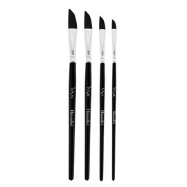 Himmlfel Dagger Brush, 4 Pieces Dagger Brush, Sword Brush for Oil Paint, Acrylic Paints, Watercolour, Oblique Shape with Curvature, Dagger Brush, Professional Sword Brush Set, Designed for Beginners