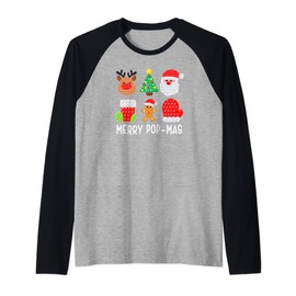 Merry Pop-Mas Christmas Pop Fidget Toy Funny Raglan Baseball Tee