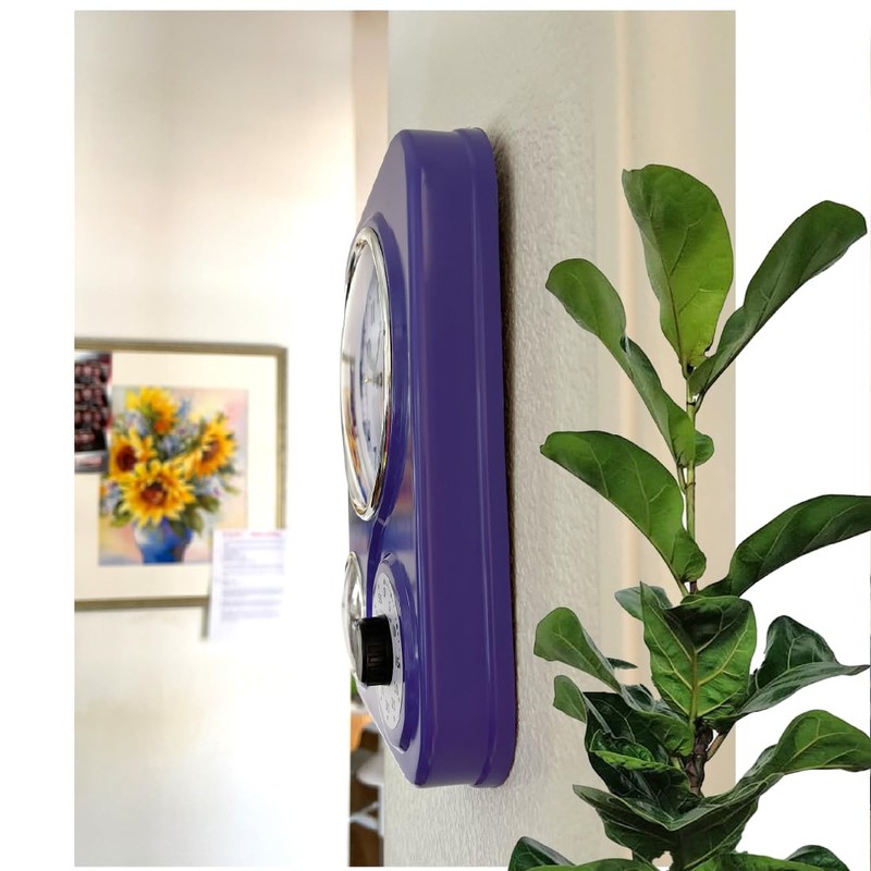 Lily's Home Retro Kitchen Clock with Temperature and Timer (Purple)