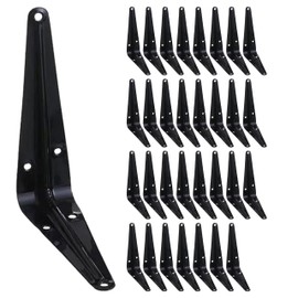 ELSKER&HOME 32 Pack Shelf Brackets 4 Inch, Floating Shelf Bracket for Wood, Black Metal L Bracket for Shelves Support, Wall Mount Corner Brace