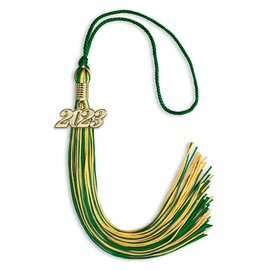 Endea Graduation Mixed Double Color Tassel with Gold Date Drop (Green/Gold, 2023)