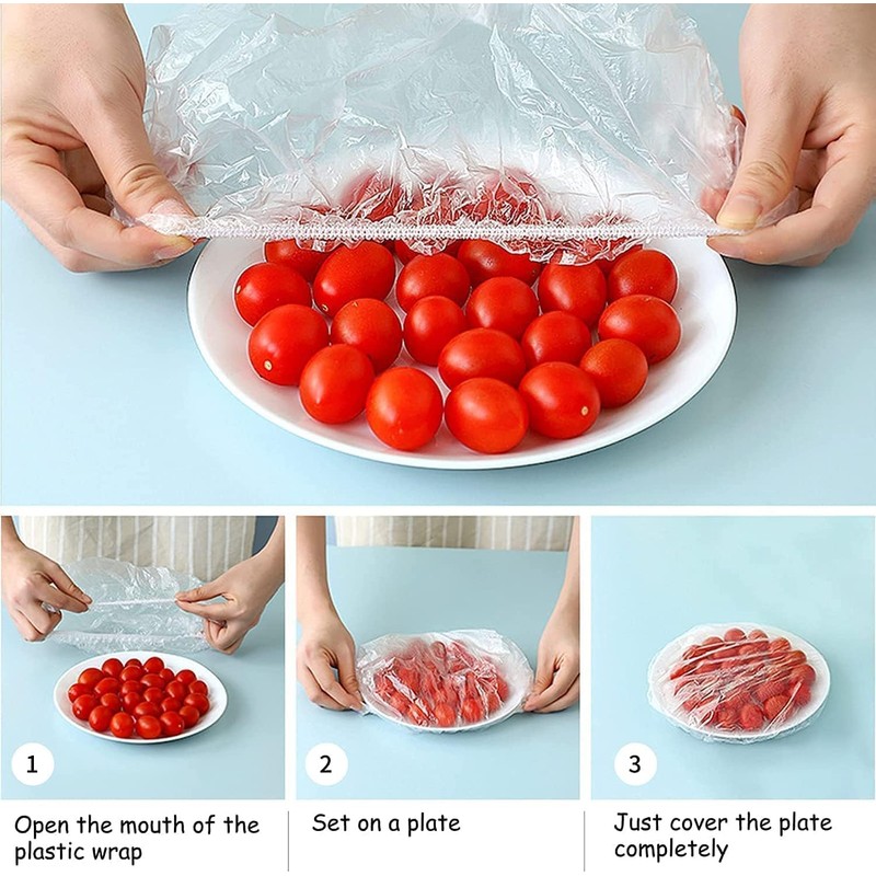 WADY 200 Pcs Food Covers Clear Elastic Food Storage Covers