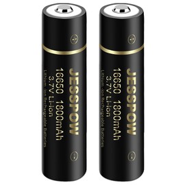 JESSPOW 16650 Rechargeable Battery, 16650 Battery 1800mAh 3.7V Li-ion Rechargeable Battery with Button Top for Flashlights Torches - 2 Pack