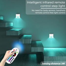 Lam(MS) pen LED Stair Light with Remote Control RGBW 3000K-6000K, Dimmable, Pack of 4 Stair Lighting for 60 mm Standard Size, 1.5 W 230 V for Stairs, Bedrooms (without Motion Sensor)