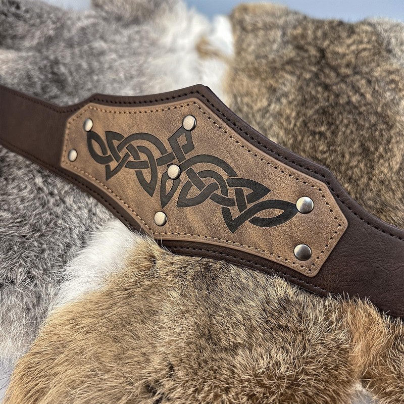 HOEACXY Medieval Renaissance Accessories Faux Leather Viking Headpiece Costume Leather