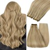 YoungSee Weft Hair Extensions Real Human Hair Blonde Highlight Remy