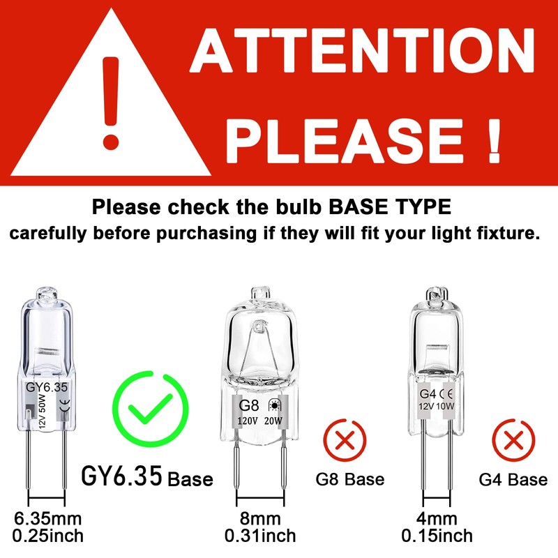 Lacnooe GY6.35 Bulb 50W, 12 Pack Dimmable GY6.35 Light Bulb