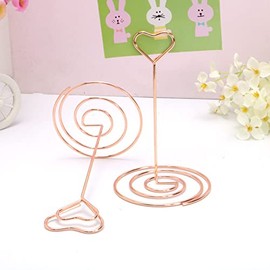 JORCEDI 10 Pack Heart Shape Table Number Card Holders Photo Holder Stands Place Paper Menu Clips for Wedding Party Sign Food Cards Label Rose Gold