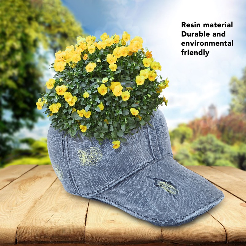 Hat Flower Pot Blue Retro Cowboy Hat Clothes Resin Plant
