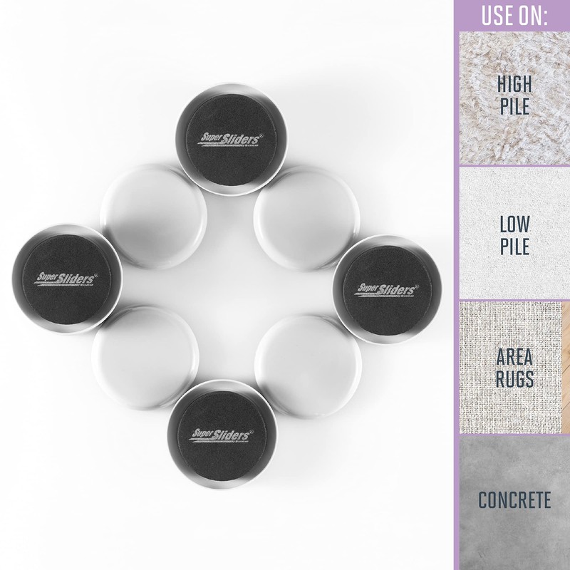 Super Sliders 2 1/2" Round Reusable Furniture Sliders for Carpet