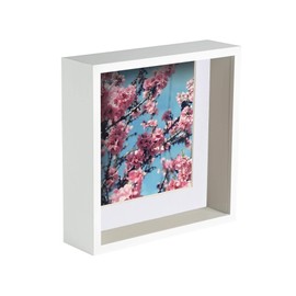 Nicola Spring 8 x 8 3D Shadow Deep Box Photo Frame - Craft Display Picture Frame with 6 x 6 Mount - White