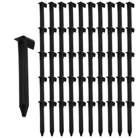 Plastic Ground Stakes, Pack of 50 Garden Hose Anchor Soil, Landscape Edging Pegs, Anchor Tips for Outdoor Garden, Lawn Edging, Patios, Board, Tents (Black)