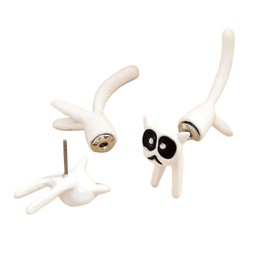 Zenvie Cartoon Kitty Cat Earrings - 3D Jacket Stud Black & White Design