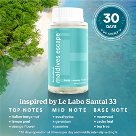 Homedics SereneScent Waterless Diffuser Oil Refill — Maldives Escape (120ml). Clean, Safe, Luxurious Hotel-Inspired Home Fragrance. Compatible with SereneScent Diffusers. Easy Twist Plug & Play