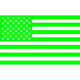 American Flag Decal Sticker Custom Die-Cut Vinyl USA Merica United States Marines Army Navy Airforce 4" x 6.5" (Lime Green)