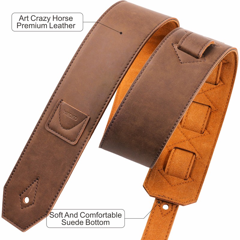 YIKOKO Guitar Strap 2.5", Classic Adjustable Crazy Horse Style Automotive