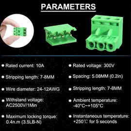 DAOKAI 30 Sets 2-Pin 3-Pin 4-Pin 2EDG 5.08mm Pitch Pluggable PCB Screw Terminal Block Adapters Straight Plug-in 2/3/4 Pin with Phillips Screwdriver