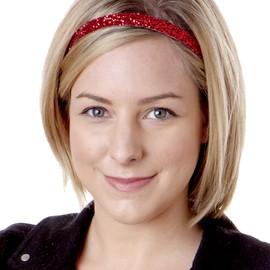 Hipsy Adjustable Non Slip 5/8" Skinny Bling Glitter & Fourth of July Printed Headband 2-packs for Women Girls and Nurses (Skinny Stars & Red Glitter 2pk)