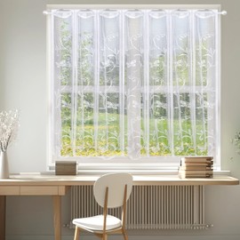 Heveer Short Curtains Kitchen Curtains Rod Pocket Cafe Curtain Small Window Curtain for Small Windows Bathroom Bedroom 1 Piece 100 * 90cm